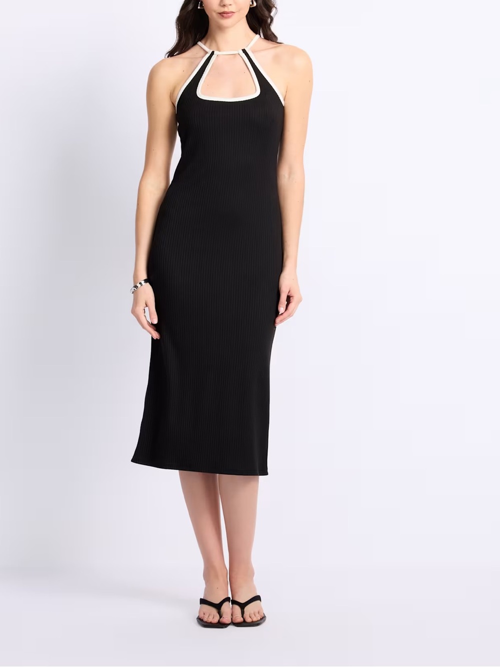 Loveappella Belle Fitted Halter Neck Midi Dress Size Small